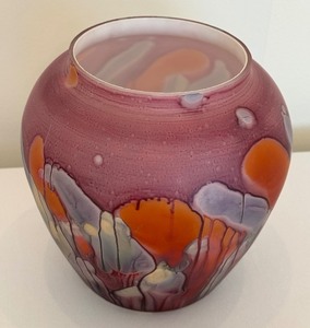 lot 62A image: Art Glass Watercolor Design Decorative Floral Vase