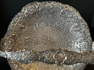 lot 36 image: Antique Silver Plate Embossed Basket