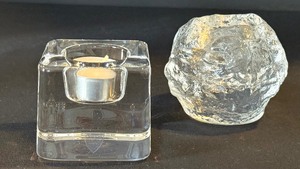 lot 40 image: Orrefors and Kosta Boda Crystal Candle Holders