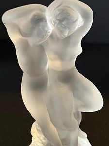 lot 16 image: Lalique Frosted Crystal Pan and Diane Nude Sculpture