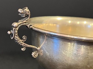 lot 17A image: Vintage Reed and Barton Dragon Figurine Double Handled Sterling Bowl