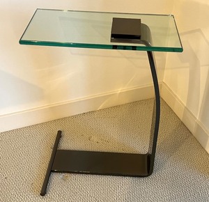 lot 44 image: Contemporary Style Tuck Under Glass Top Accent Table
