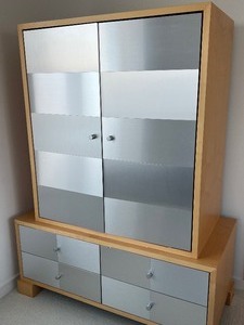 lot 42 image: Contemporary Style Media Maple Cabinet