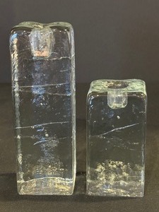 lot 48 image: Two Vintage Blenko Ice Cube Candle Holders