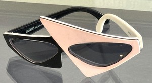lot 19 image: Rare Vintage Alain Mikli 030101 Asymmetrical Black and White Sunglasses