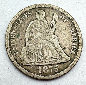 lot 295 image: 1875 United States Seated Liberty Dime and 1920-D Mercury United States Dime