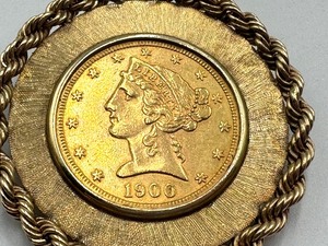 lot 80AA image: 1900-S United States Five Dollar Gold Coin Pendant