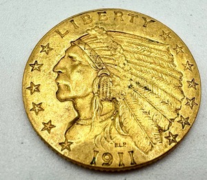 lot 283 image: 1911 2 12 Dollar Gold United States Indian Head Coin