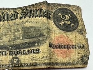 lot 314 image: 1869 United States Two Dollar Bill