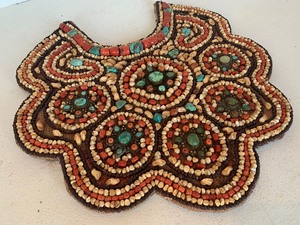 lot 19 image: Wonderful Old TibetanLadakh Breastplate Turquoise Coral & other Stones