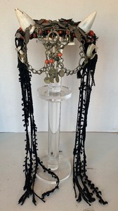 lot 22 image: Vintage Central Asian Headdress wShell Horns