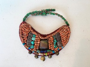 lot 30 image: Antique Ladakh Collar Necklace wCoral Turquoise Lapis etc
