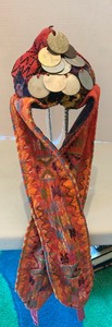 lot 34 image: Embroidered & Woven Central Asian Headdress wCoins