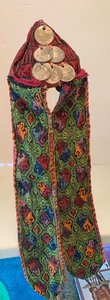 lot 35 image: Embroidered & Woven Central Asian Headdress wCoins