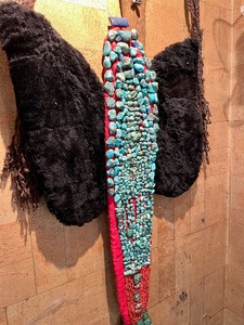 lot 47 image: Large Himalayan Ladakh Headdress wTurquoise Coral & Lapis