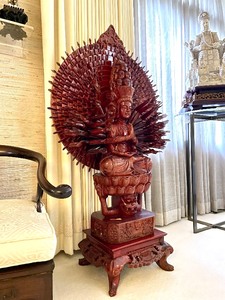 lot 54 image: Monumental LARGE Thousand Armed Avolokiteshvara Carved Wood Statue