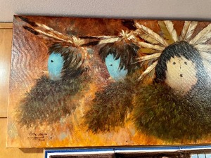lot 78 image: Signed Navajo Yei Figures Oil on Canvas Painting by Keith Smith