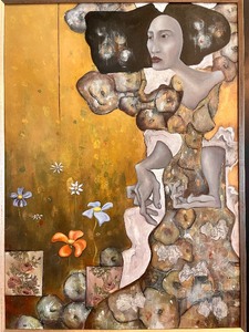 lot 86 image: Framed Signed Original Oil on Panel Surrealist Painting by Nichols Harper - La Belle Iseult
