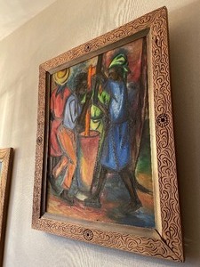lot 96 image: Mid Century Haitian Folk Art Painting by Antoine Pierre