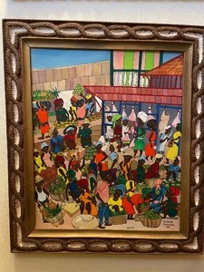 lot 98 image: Mid Century Haitian Folk Art Painting by Seymor Etienne Bottex (1922-2016)