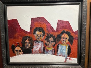 lot 105 image: Original Acrylic Painting by Luther Jones on Board & Burlap 