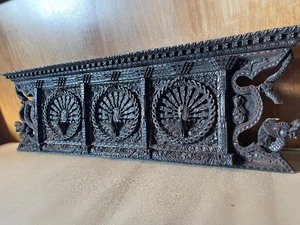 lot 109 image: Ornately Carved Wood Oriental Architectural Wall Panel