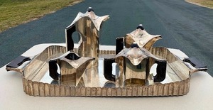 lot 13 image: HUGE & Important Deco Sterling Silver Tea Set by Renowned Silversmith Ubaldo Vitali - 409 oz