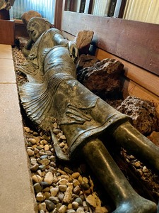 lot 55 image: LARGE Antique Cast Bronze Reclining Buddha 