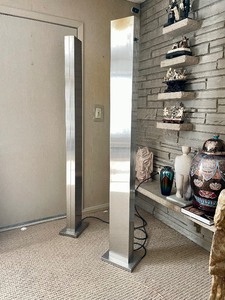 lot 125 image: Matching Pair Mid Century CASELLA Skyscraper Chrome Floor Lamps