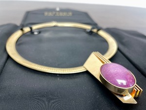 lot 143 image: Modernist 14K Gold & Star Ruby Pendant Necklace by Robert Trisko