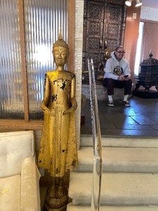 lot 14 image: Large Original 18th19th Century Standing Gilt Wood Buddha
