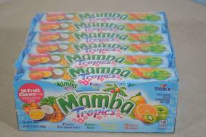 Pack of Mamba Tropical Fruit Chews 24 Bars, 18 Chews Per Bar Best By 08312024