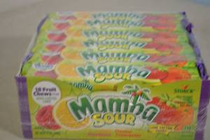 Pack of Mamba Sour Fruit Chews 24 Bars, 18 Chews Per Bar Best By 09302024