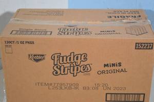 Case of Keebler Fudge Stripes Minis Cookies Best By AUG 2023