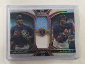 Byron Buxton & Torii Hunter Dual Relic 2023 Topps No. DR-BHU Numbered 191199