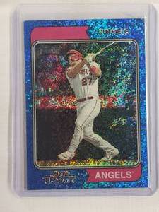 Mike Trout 2023 Topps Heritage Blue Pulsar Refractor No. 5