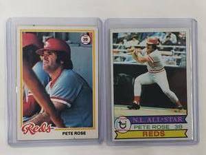 Lot of 2 Pete Rose 1979 Topps No. 650, 1978 Topps No. 20