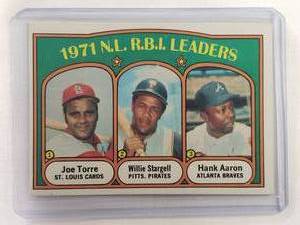 1971 N.L. RBI Leaders Joe Torre, Willie Stargell, Hank Aaron Topps No. 87