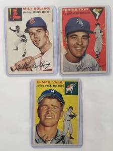 Lot of 3 1954 Ferris Fain No. 27, Milt Bolling No. 82, Elmer Valo No. 145
