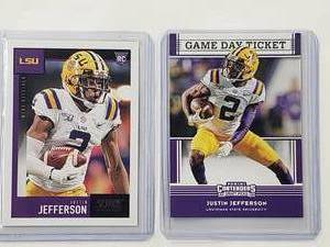 Lot of 2 Justin Jefferson Rookie Panini Contenders Game Day Ticket No. 23, Panini Score No. 430