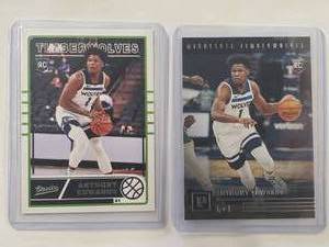 Lot of 2 Anthony Edwards Rookie Cards Panini Chronicles No. 101, Panini Classics No. 635
