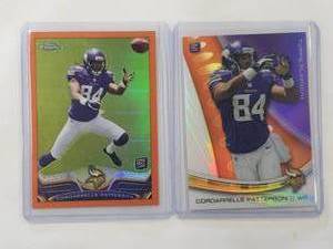 Lot of 2 Cordarrelle Patterson Rookie Refractors Topps Platinum No. 143, Topps Chrome No. 19