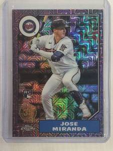 Jose Miranda Rookie Topps Chrome Purple Mojo Refractor No. T87C-33, Numbered 1375