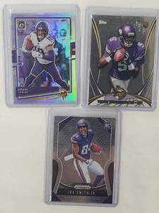 Lot of 3 Vikings Cards Irv Smith Prizm Rookie, Teddy Bridgewater Topps Mega Rookie, Adam Thielen Optic