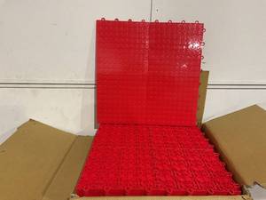 LOT OF 13 IncStores Nitro Snap-Together Victory Red Coin Pattern Garage Floor Tiles