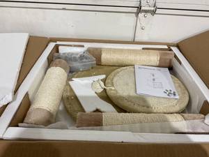 FavePaw White Litter Box Enclosure with Carpeted Cat Tree Tower with Scratching Posts