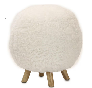 Critter Sitter Plush White Pouf Ottoman