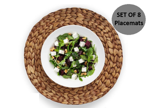SET OF 8 - Brown Woven Round Placemats