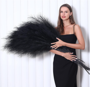 8 Pcs 45 inch Tall Faux Pampas Grass - Black