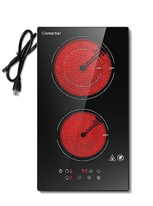 AMZCHEF 2 Burner Electric Cooktop 12 Inch - Black
